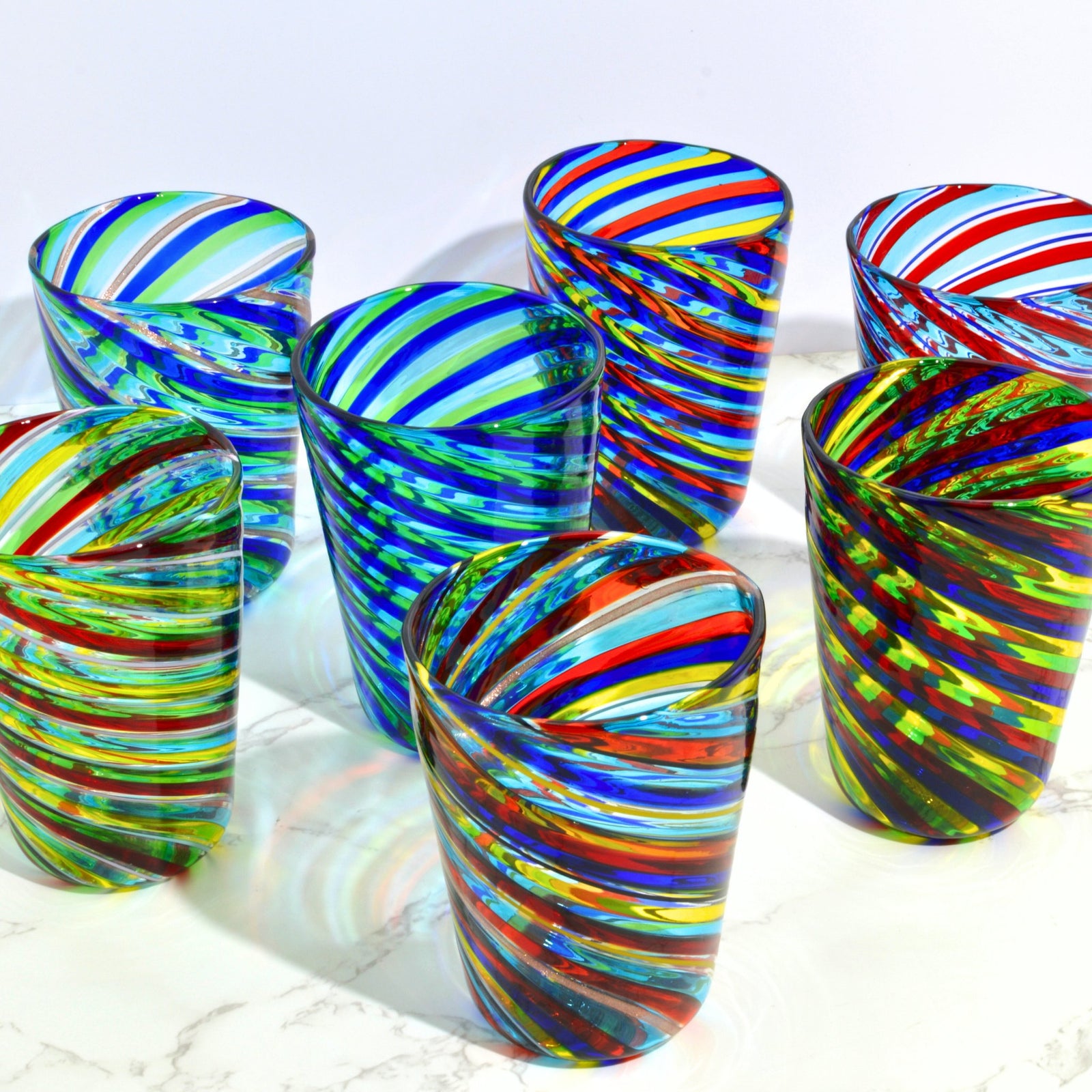 Murano Glass Filligrana Drinking Glass Tumblers, Made in Italy - My Italian Decor