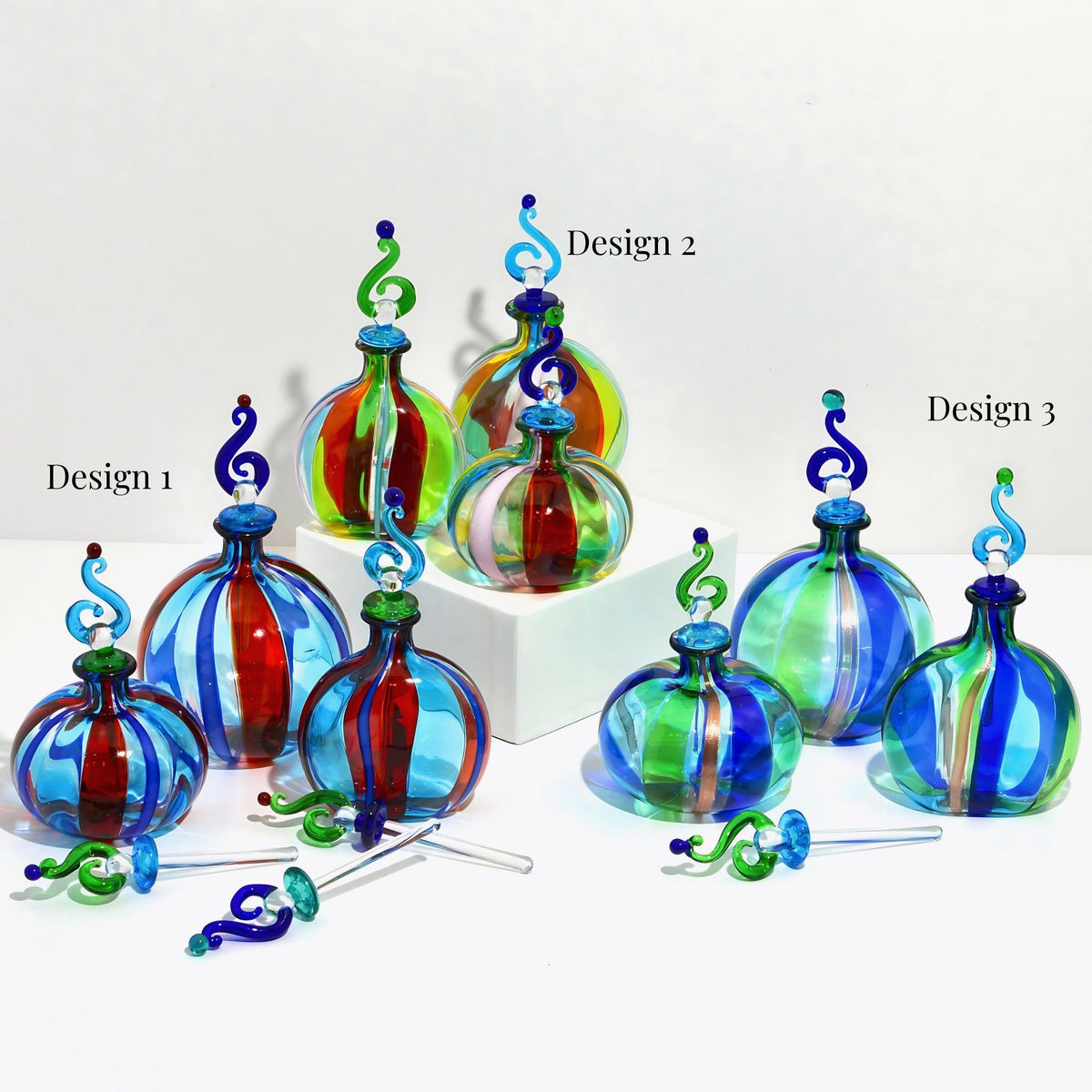 Harlequin Murano Glass Perfume Bottle, Made in Italy