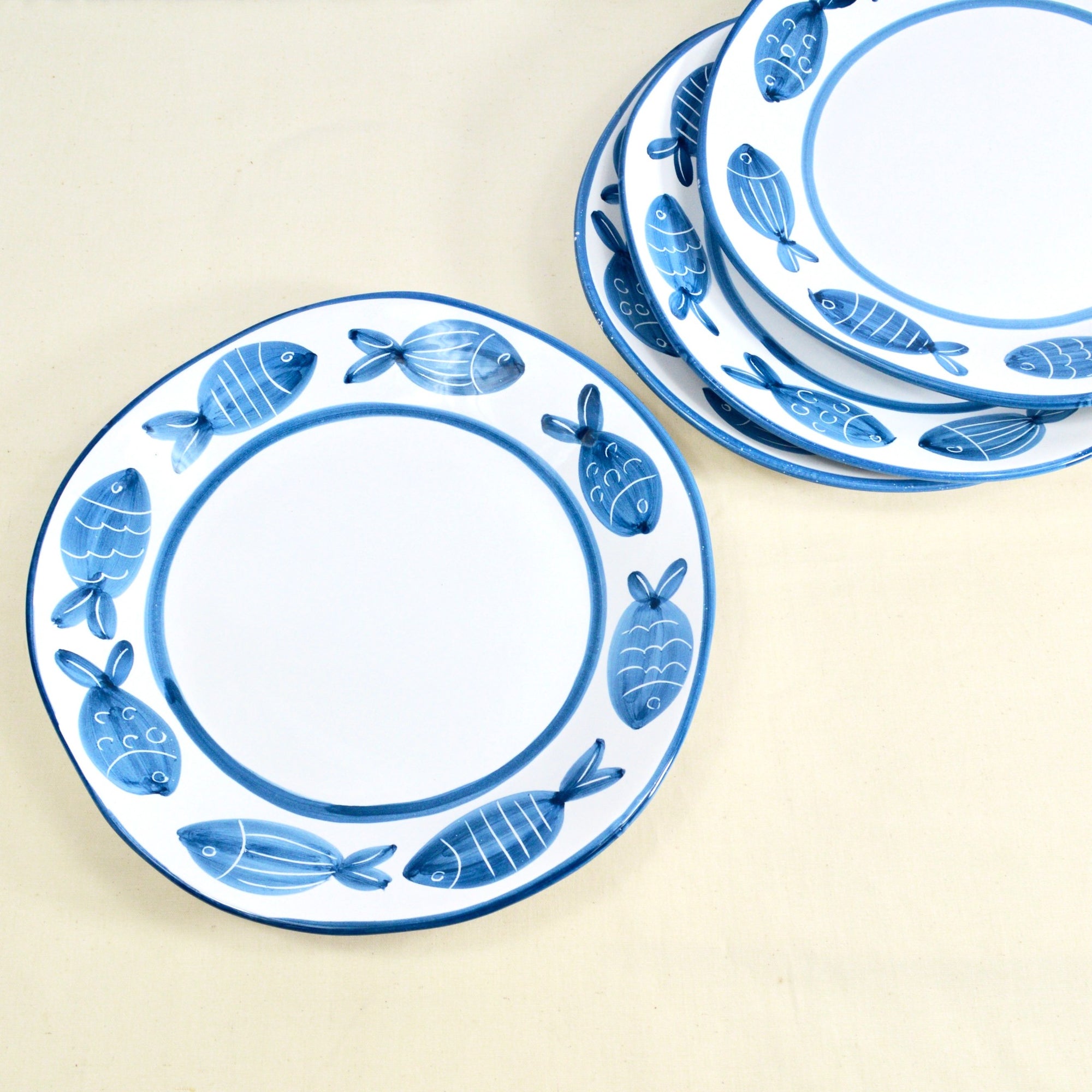 Tuscan Ceramic Dinner Plate, Fish, Set of 4, Made in Italy - My Italian Decor