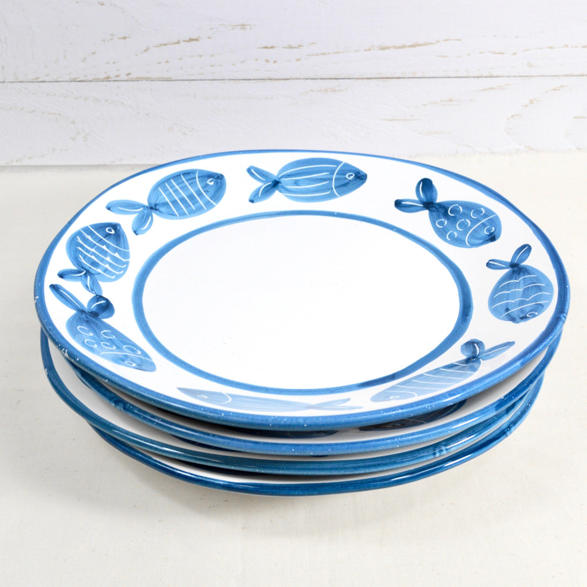 Tuscan Ceramic Dinner Plate, Fish, Set of 4, Made in Italy - My Italian Decor