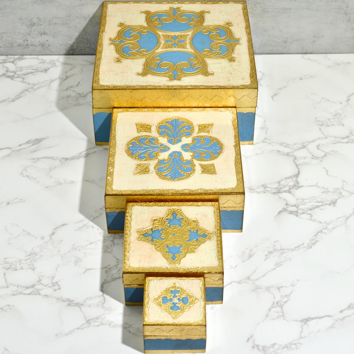 Florentine Carved Square Jewelry/Storage Box with Lid