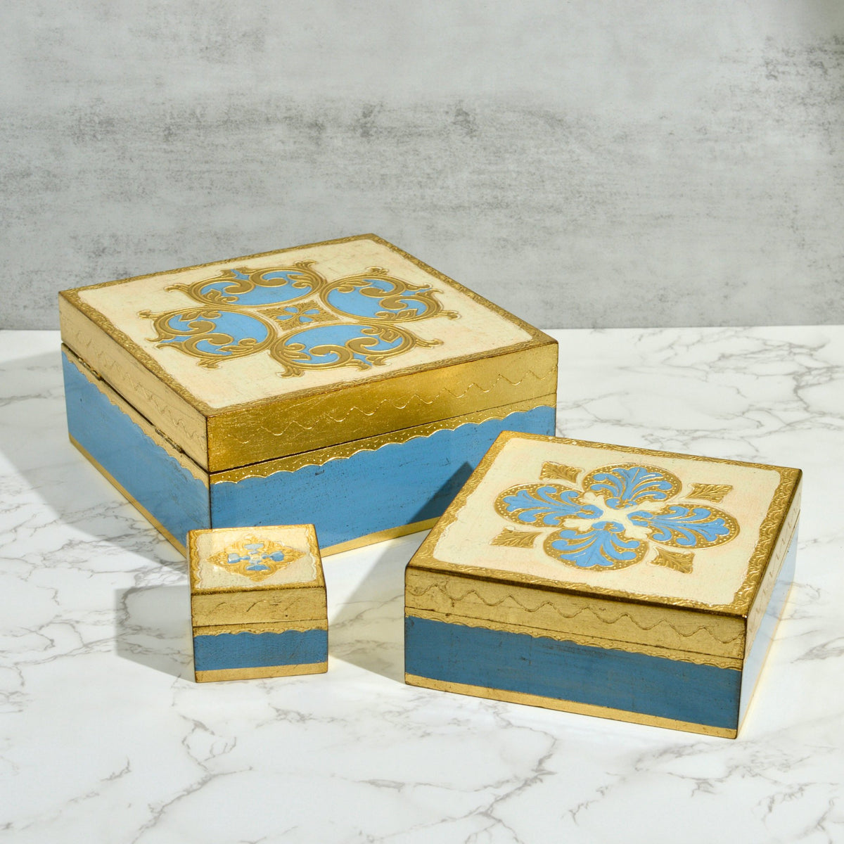 Florentine Carved Square Jewelry/Storage Box with Lid