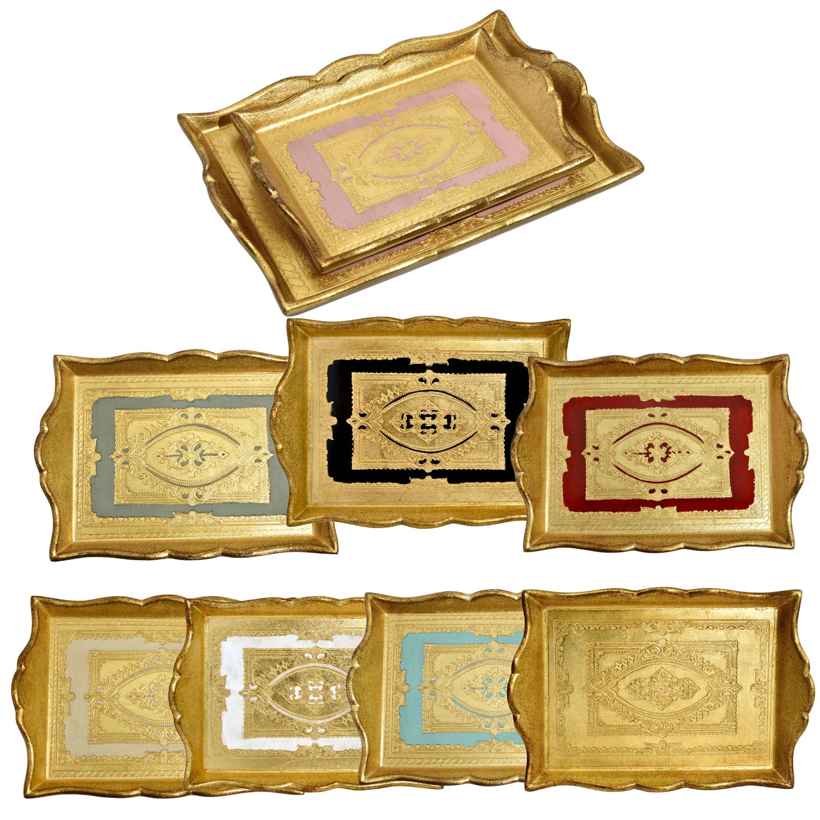 Florentine Carved Deep Sided Rectangle Tray, M or L, Made in Italy - My Italian Decor