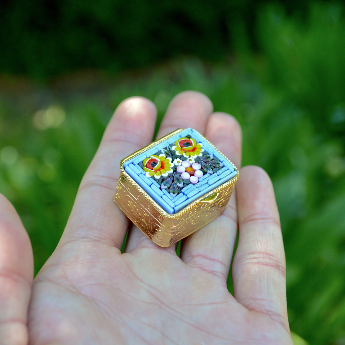 Florentine Mosaic Rectangle Pill Box, Made in Italy - My Italian Decor