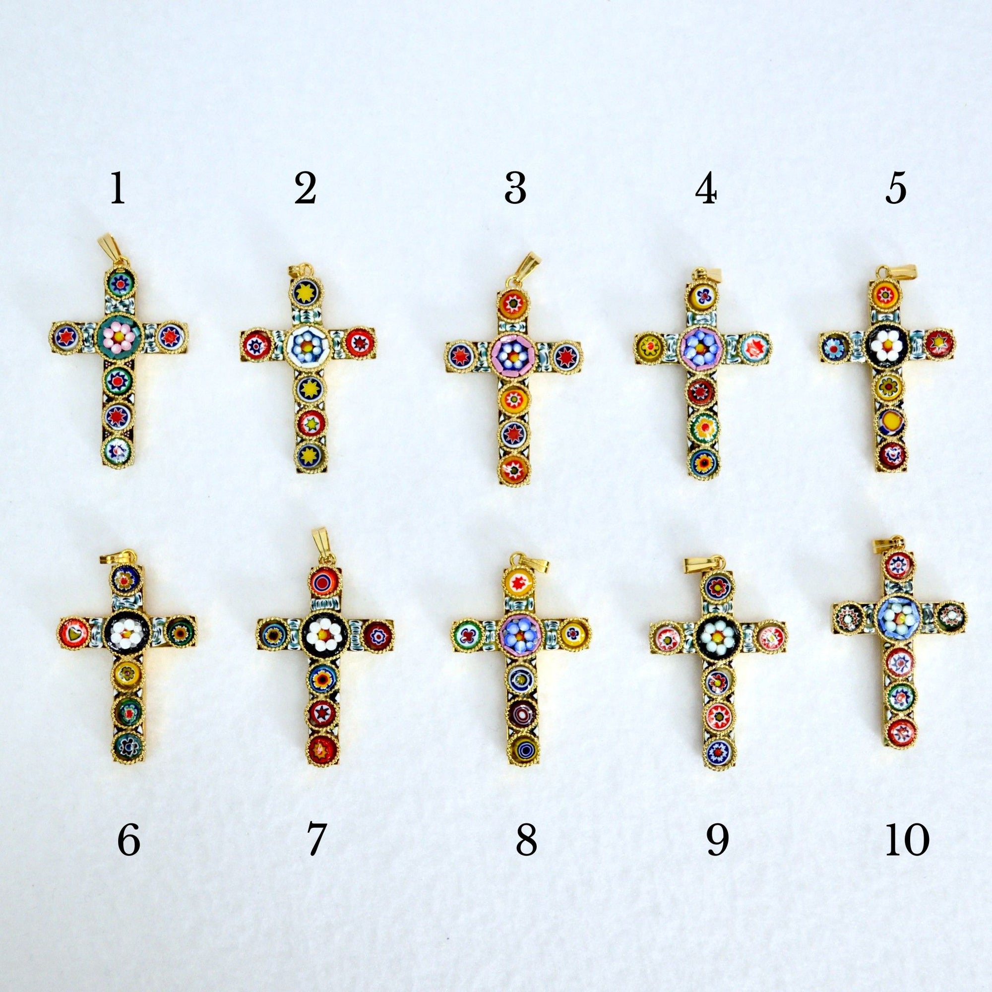 Florentine Mosaic Cross Pendant Necklace, Small, Made In Italy - My Italian Decor