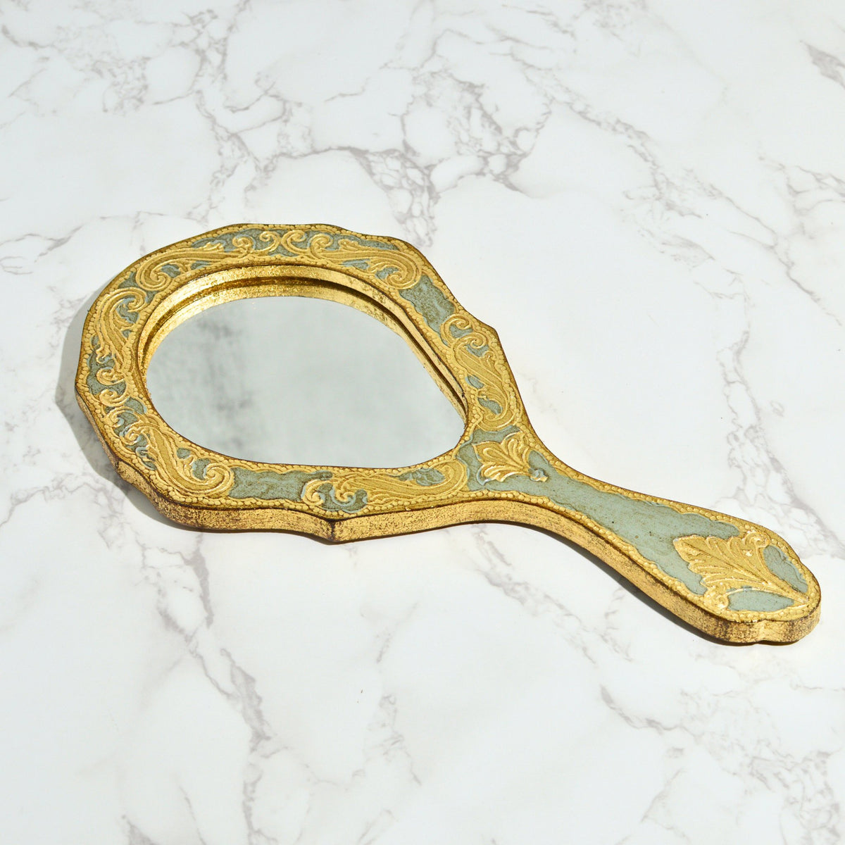 Florentine Wood Oval Hand Mirror, Made in Italy - My Italian Decor