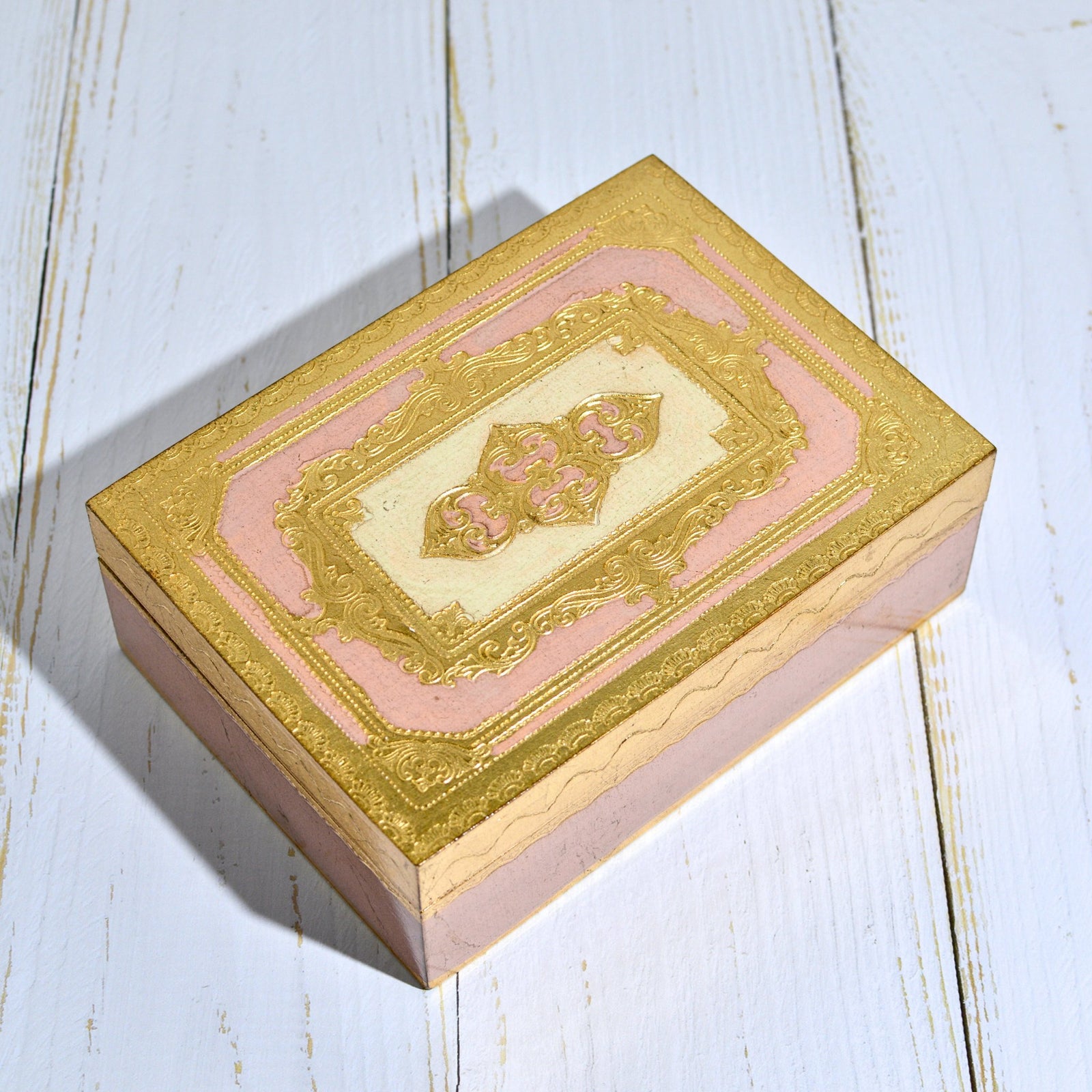 Florentine carved wood jewelry storage box with intricate design, measuring 5x7 inches, by My Italian Decor.