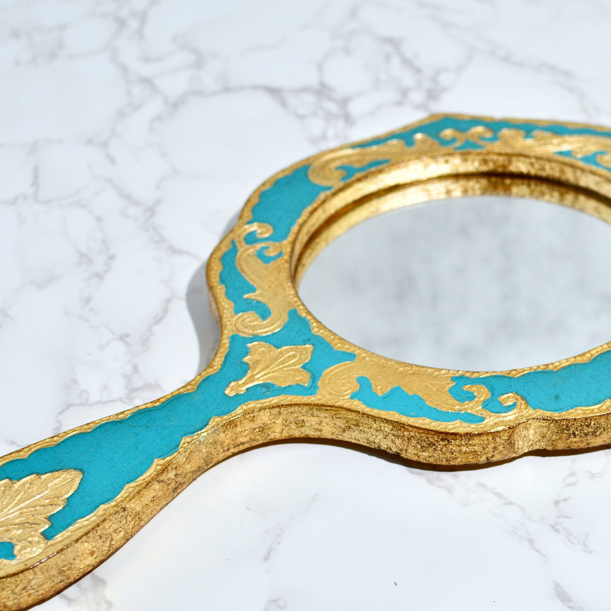 Florentine Wood Round Hand Mirror, Made in Italy - My Italian Decor