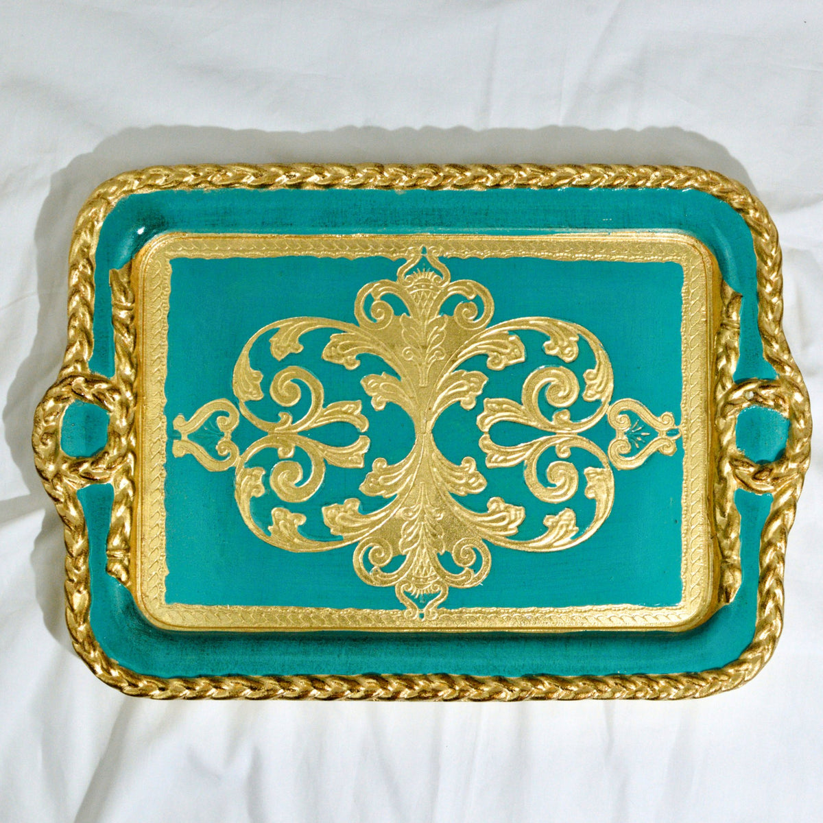 Florentine Carved Wood Tray, Gilded, Gold Rectangle, Made in Italy - My Italian Decor