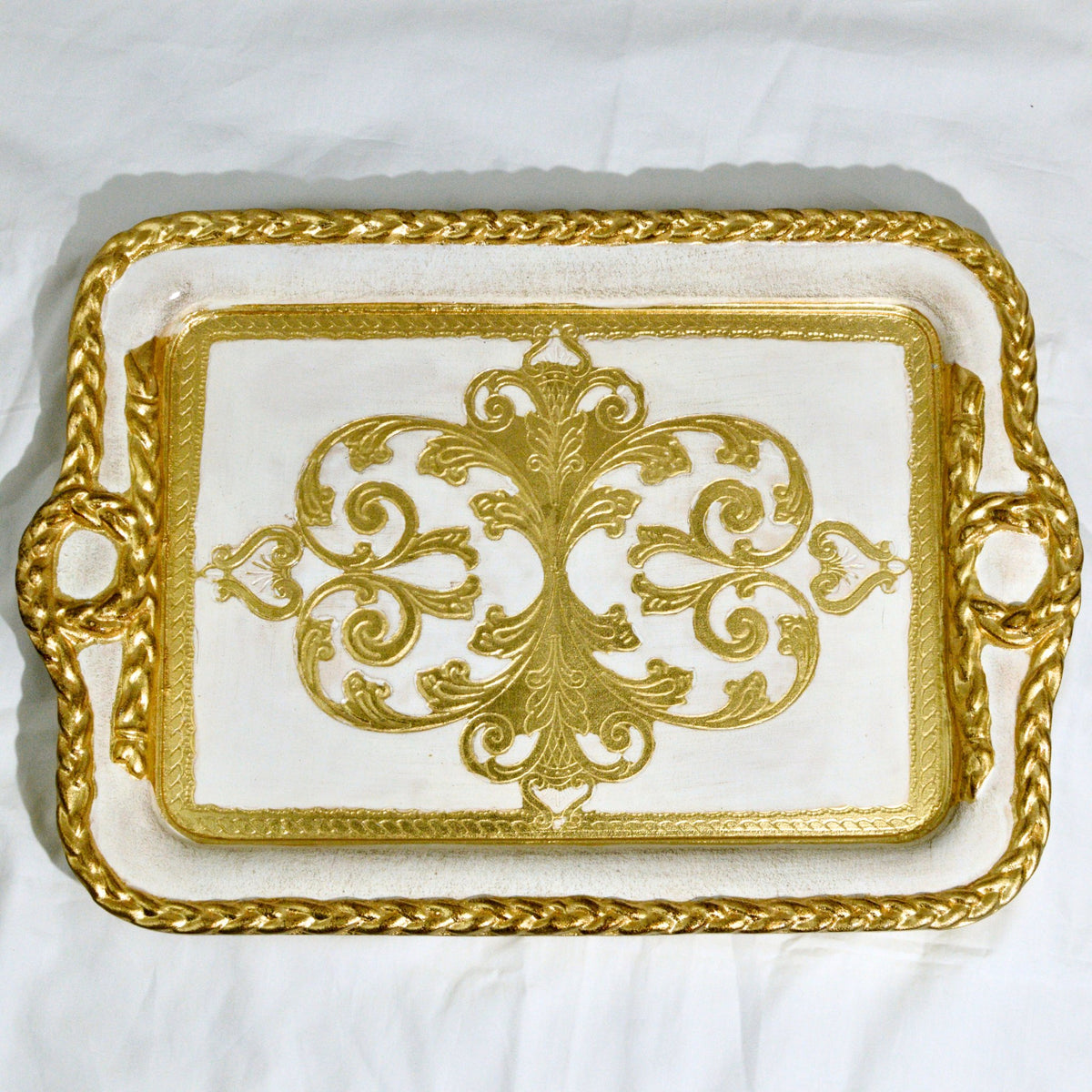 Florentine Carved Wood Tray, Gilded, Gold Rectangle, Made in Italy - My Italian Decor