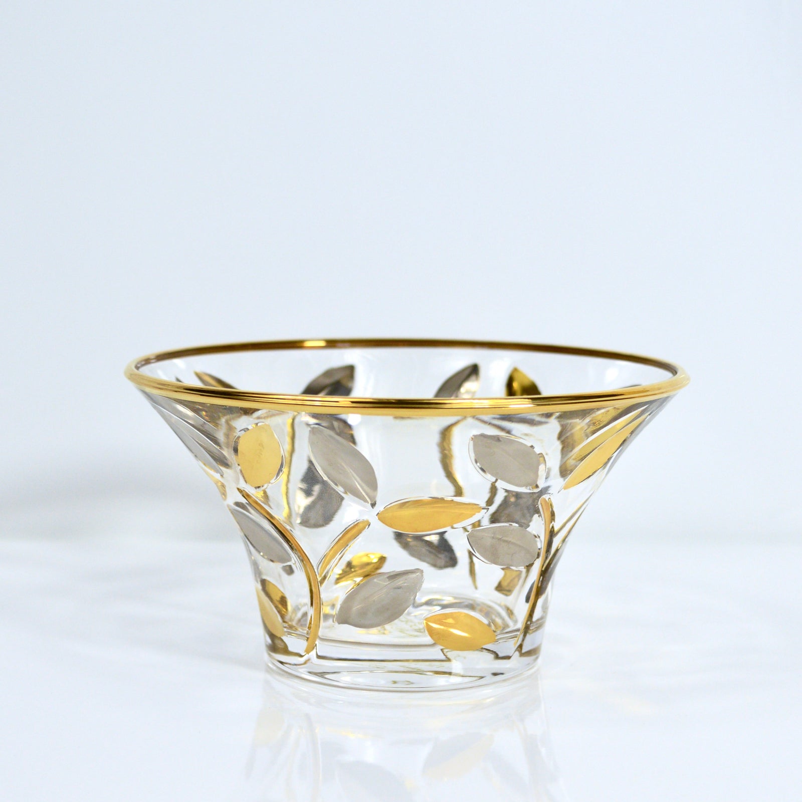 Decorative DZ Flowervine Candy Bowl with hand-painted platinum and gold accents, showcasing intricate floral design.