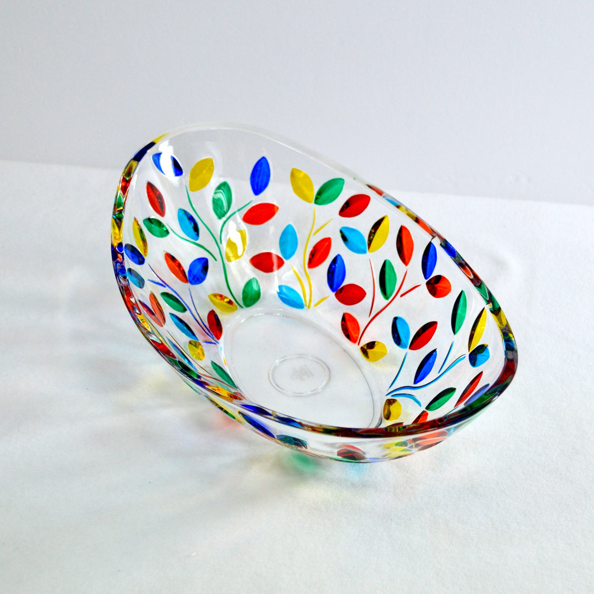 Flowervine Oval Glass Bowl, Handmade and Painted in Italy - My Italian Decor
