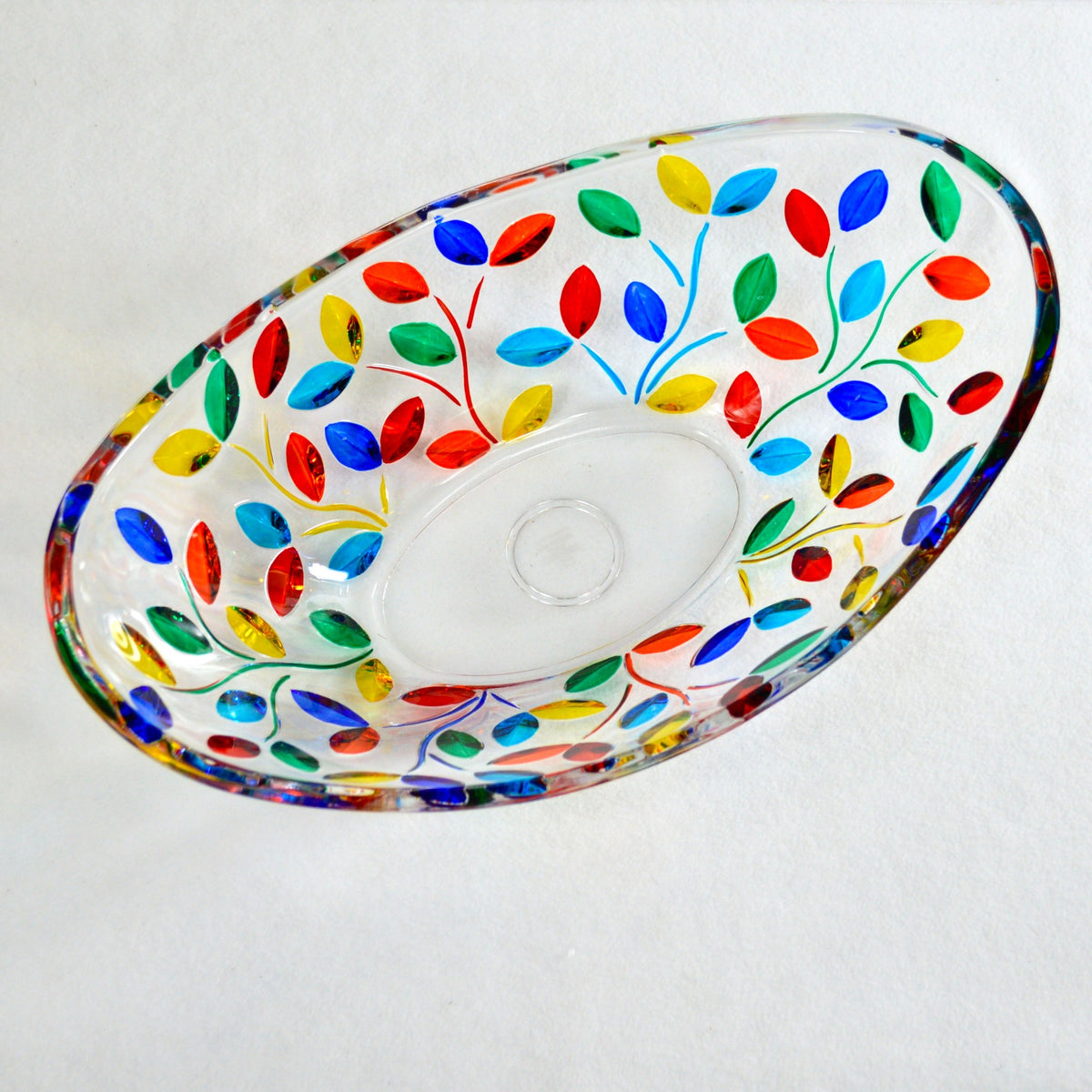 Flowervine Oval Glass Bowl, Handmade and Painted in Italy - My Italian Decor