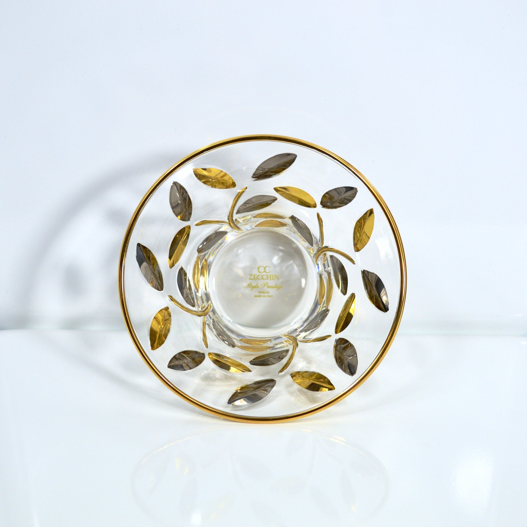 Decorative Flowervine Candy Bowl by MyItalianDecor, hand-painted with platinum and gold accents, showcasing elegant craftsmanship.