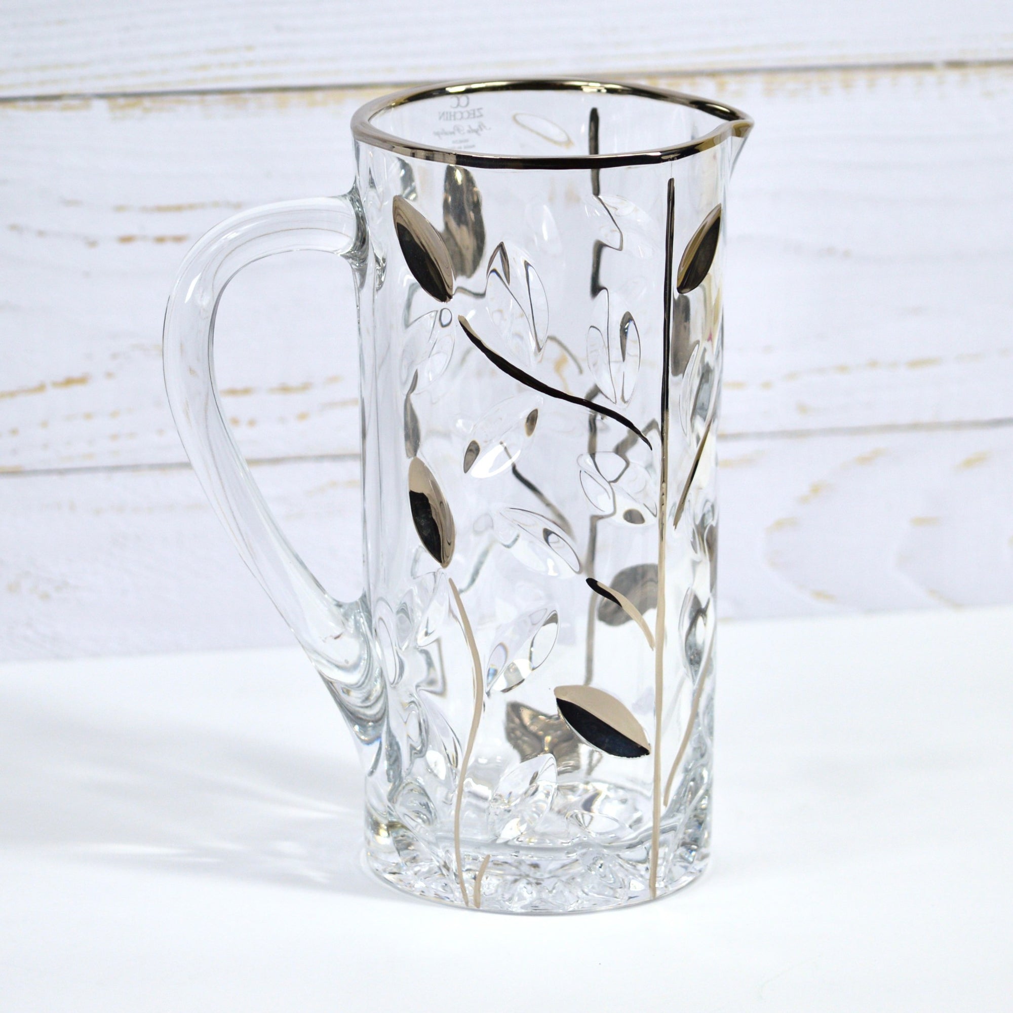 Decorative Pressed Glass Serving Pitcher, Starburst Design 