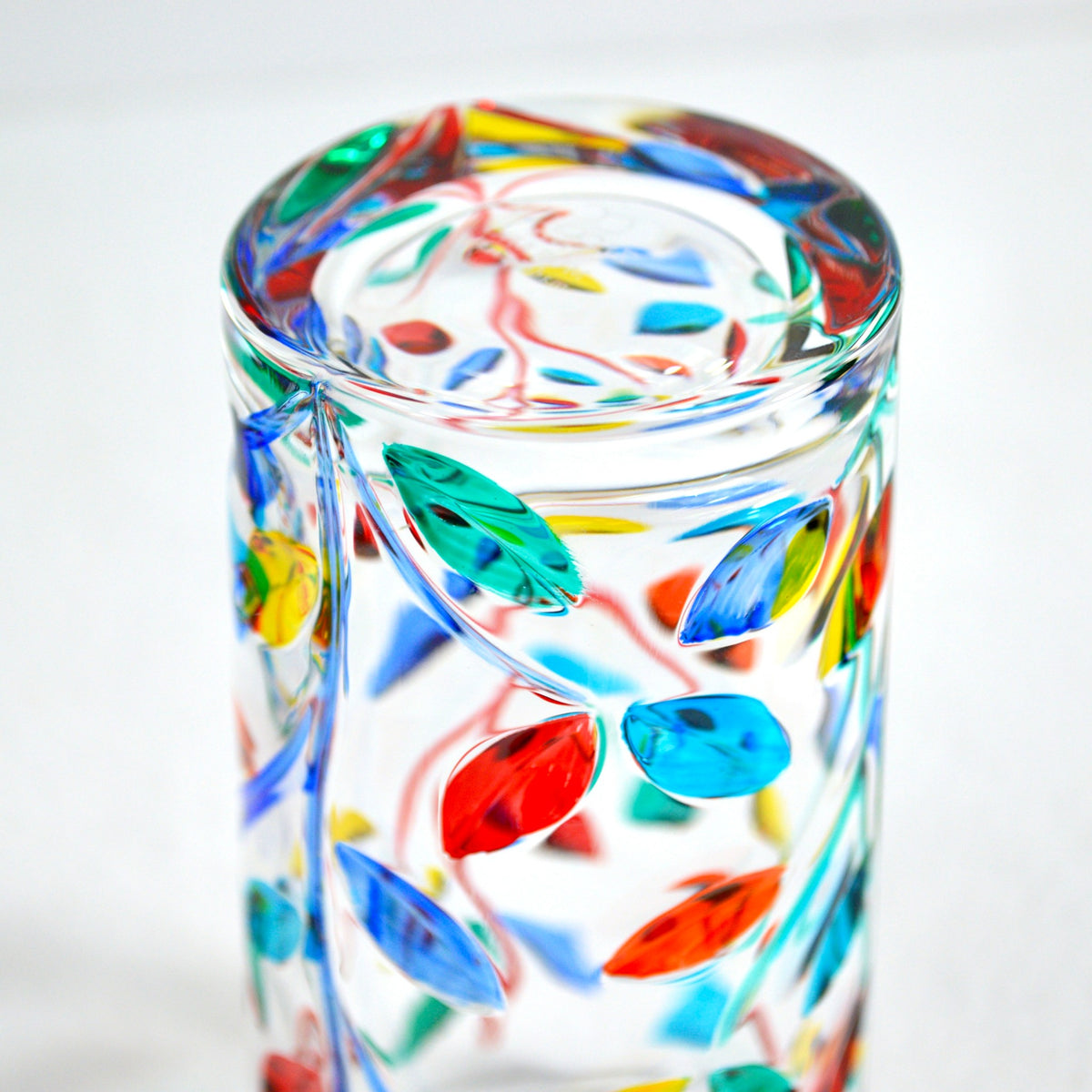 Flowervine Tall Drink Glasses, Set of 2, Hand-Painted Italian Crystal - My Italian Decor