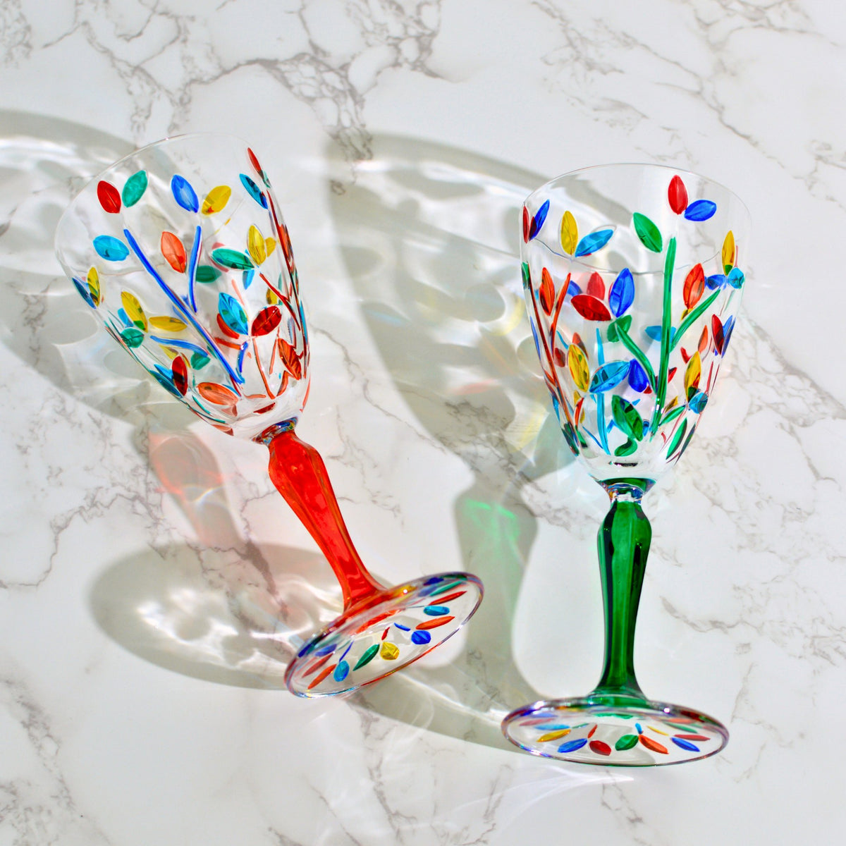 Flowervine Wine Glasses, Set of 2, Made in Italy - My Italian Decor