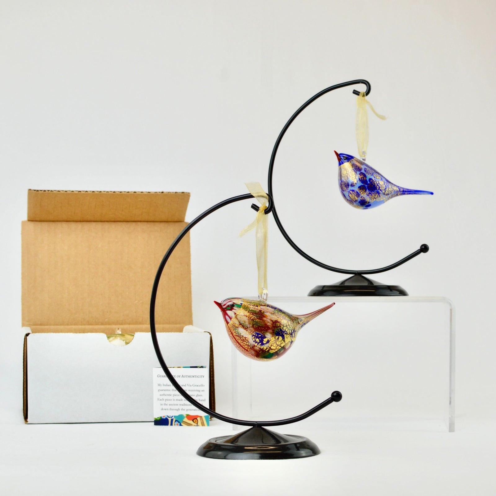 Murano Glass Hand Blown Italian Hanging Chirpie Bird - My Italian Decor