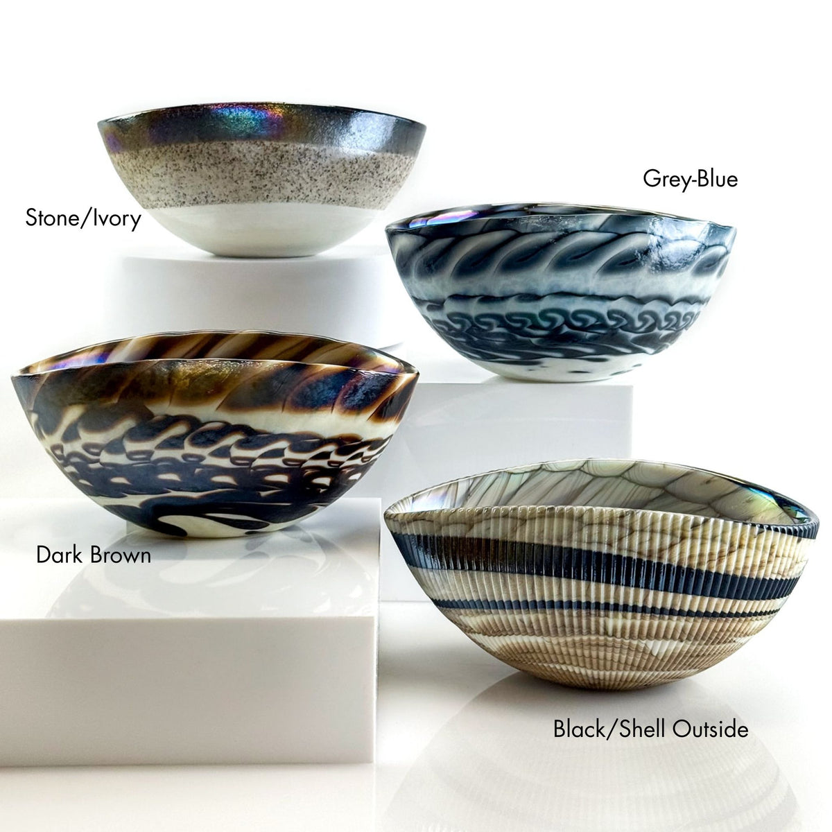 Murano Glass 6" Folded Shell Small Bowl, Made in Italy