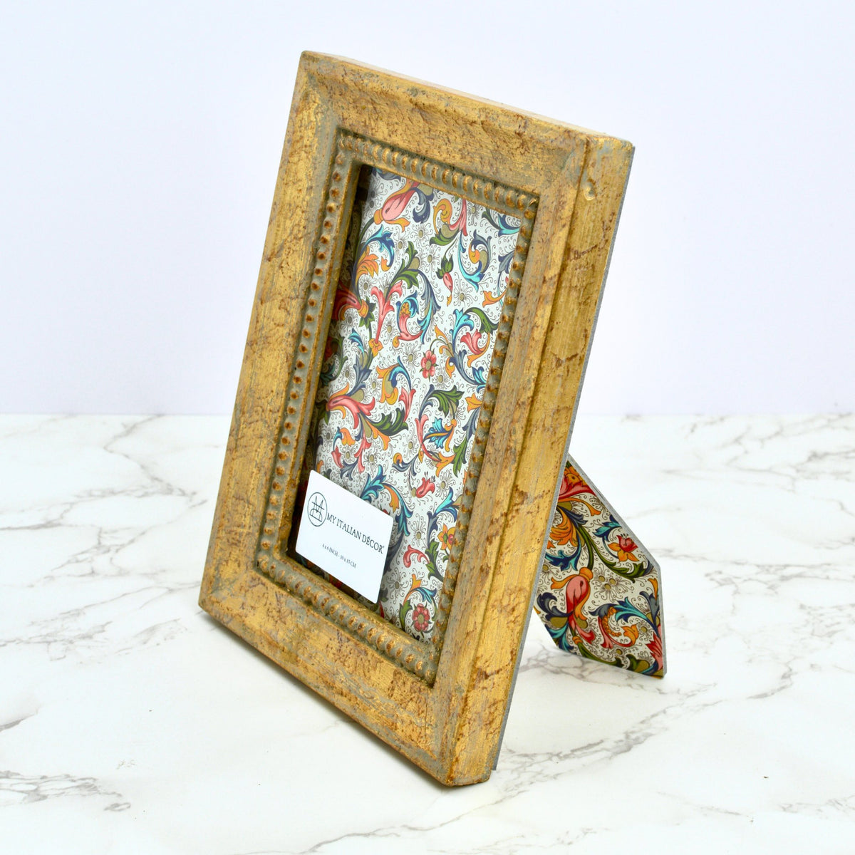 Italian Florentine Carved Wood Gold Distressed Photo Frame