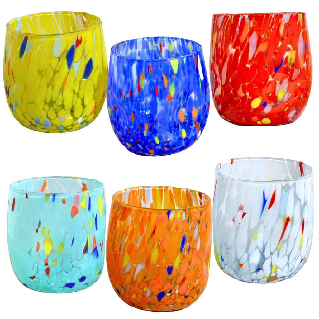 Murano Glass Round Tumblers, Fresca Set of 2 or 6, Made in Italy