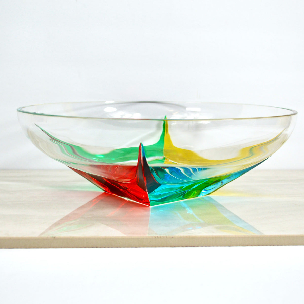 Fusion Venetian Glass Centerpiece Bowl, Hand Painted, Made In Italy - My Italian Decor