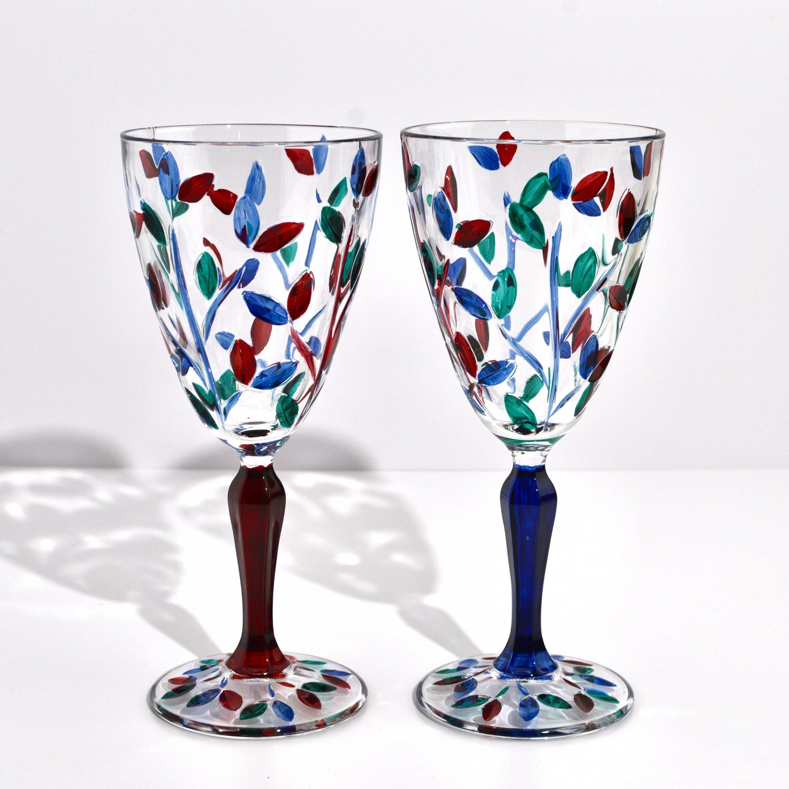 Flowervine Wine Glasses, Hand-Painted Italian Crystal, Multi-Dusk - My Italian Decor