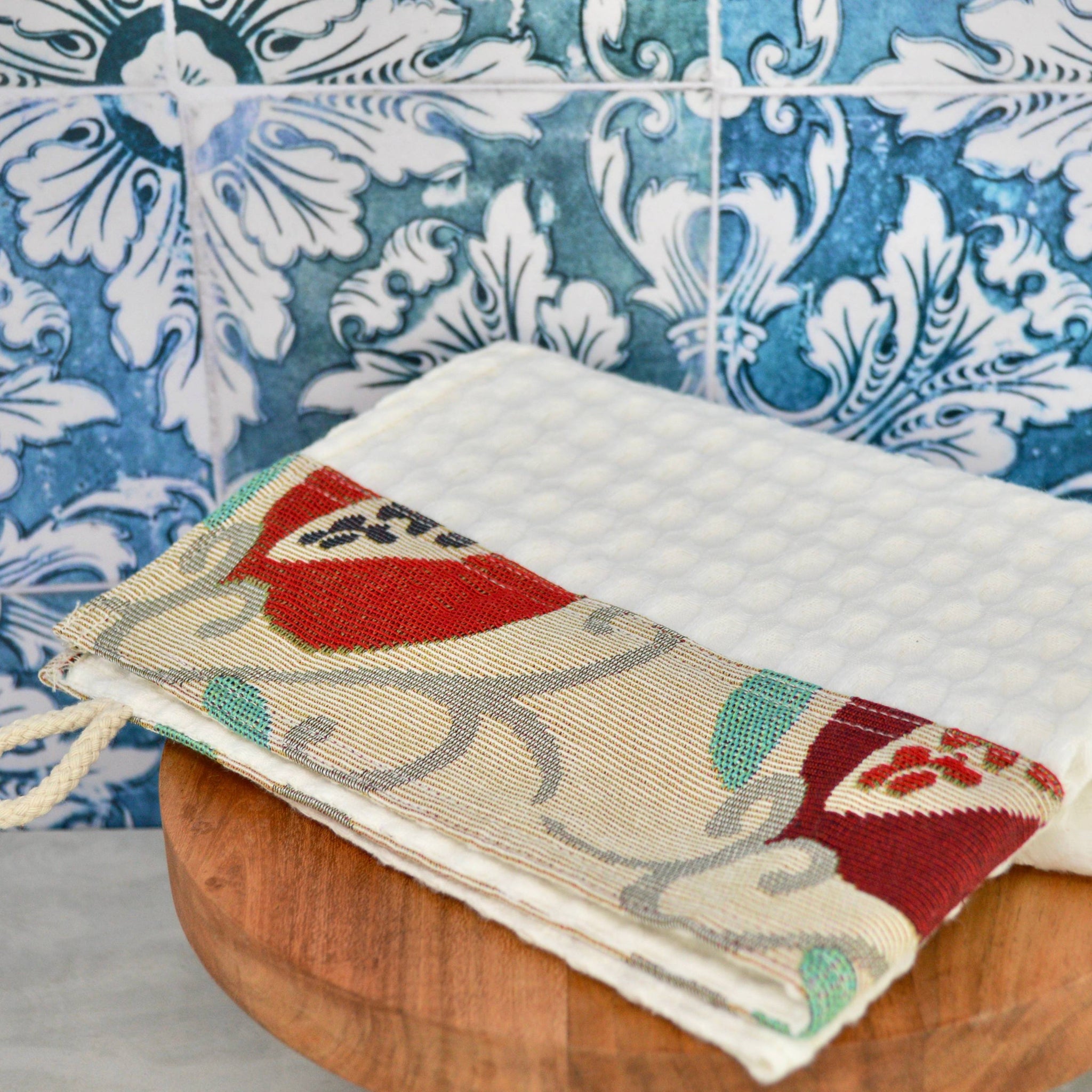 Assorted colorful Italian kitchen towel with decorative design, made by My Italian Decor, perfect as a stylish table linen.