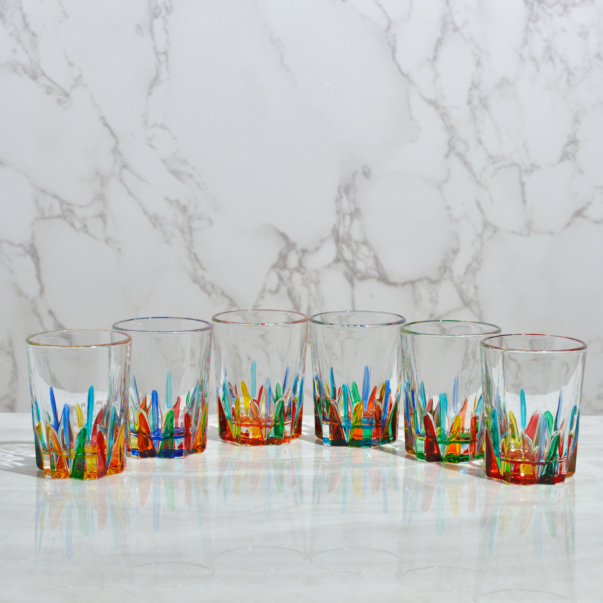 Gala Shot Glasses, Set of 6, Hand Painted Crystal, Made in Italy