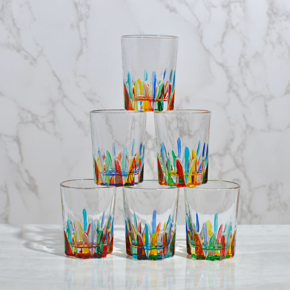 Gala Shot Glasses, Set of 6, Hand Painted Crystal, Made in Italy