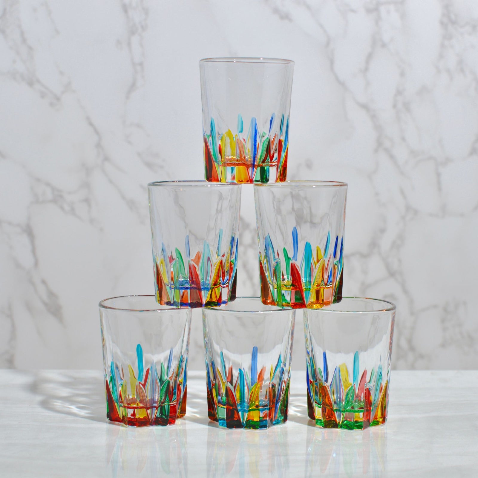 Gala Shot Glasses, Set of 6, Hand Painted Crystal, Made in Italy - My Italian Decor