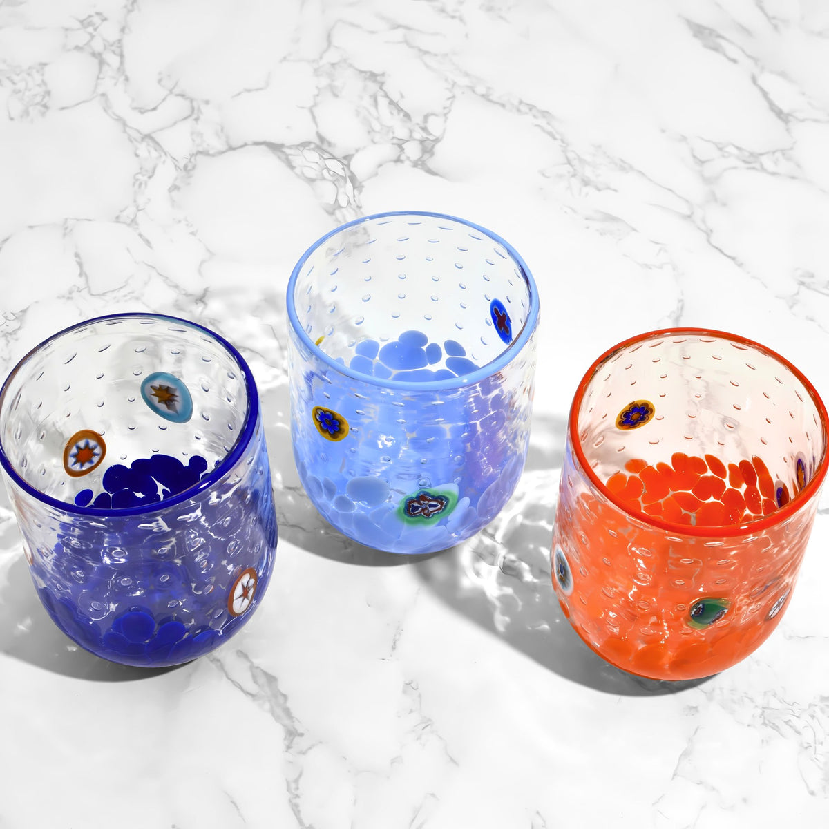 Gioia Color Millefiori Murano Drinking Glasses, Made in Italy