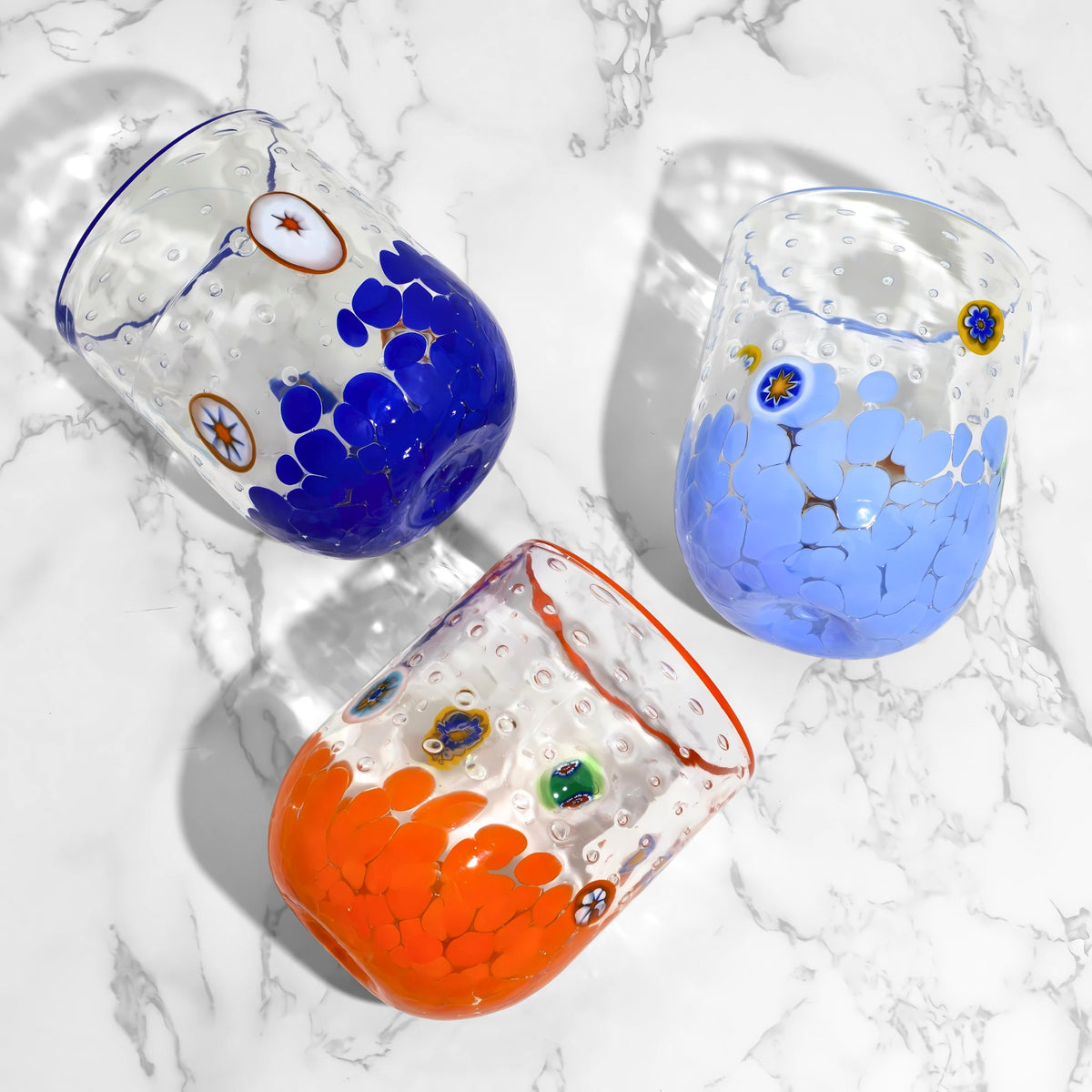 Gioia Color Millefiori Murano Drinking Glasses, Made in Italy