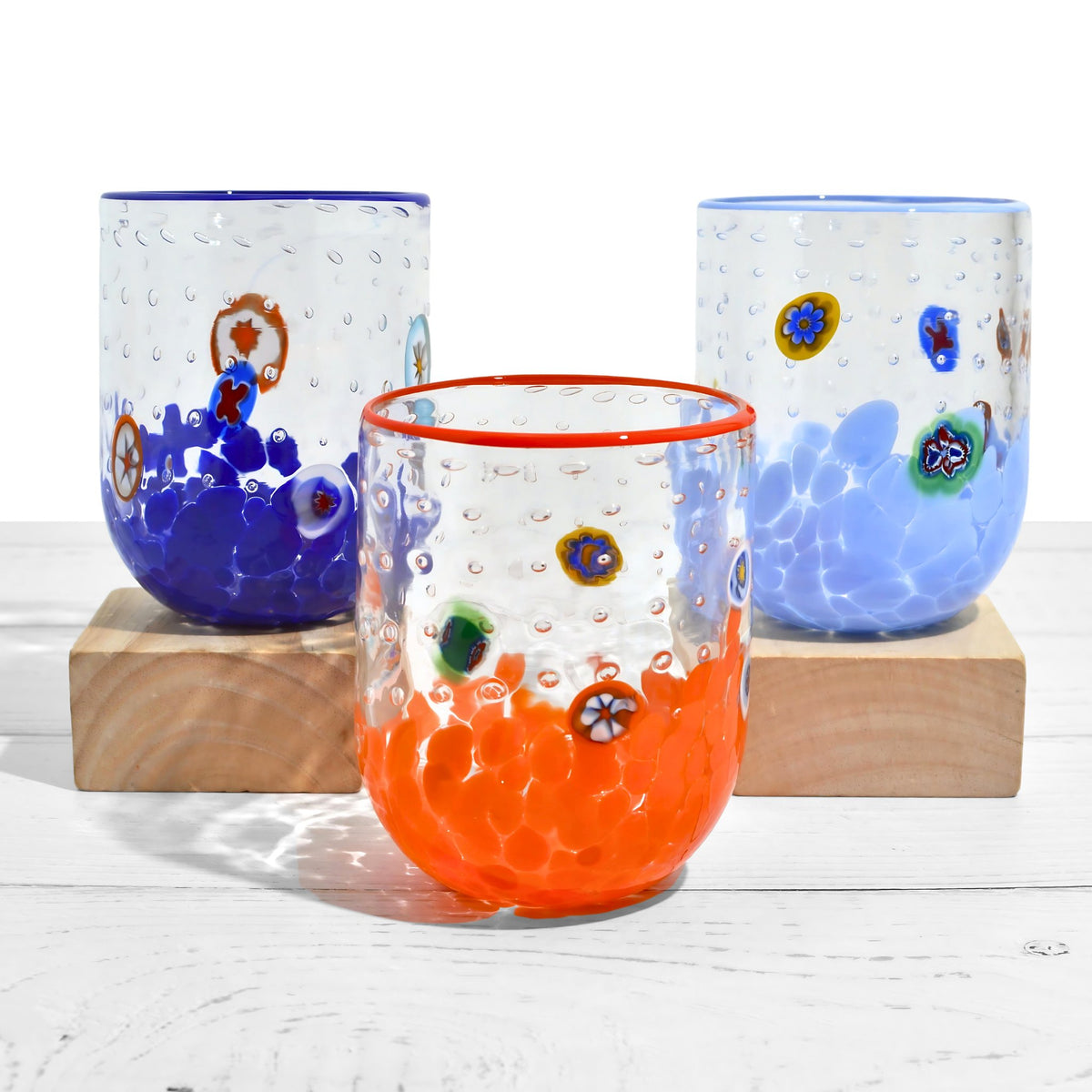 Gioia Color Millefiori Murano Drinking Glasses, Made in Italy