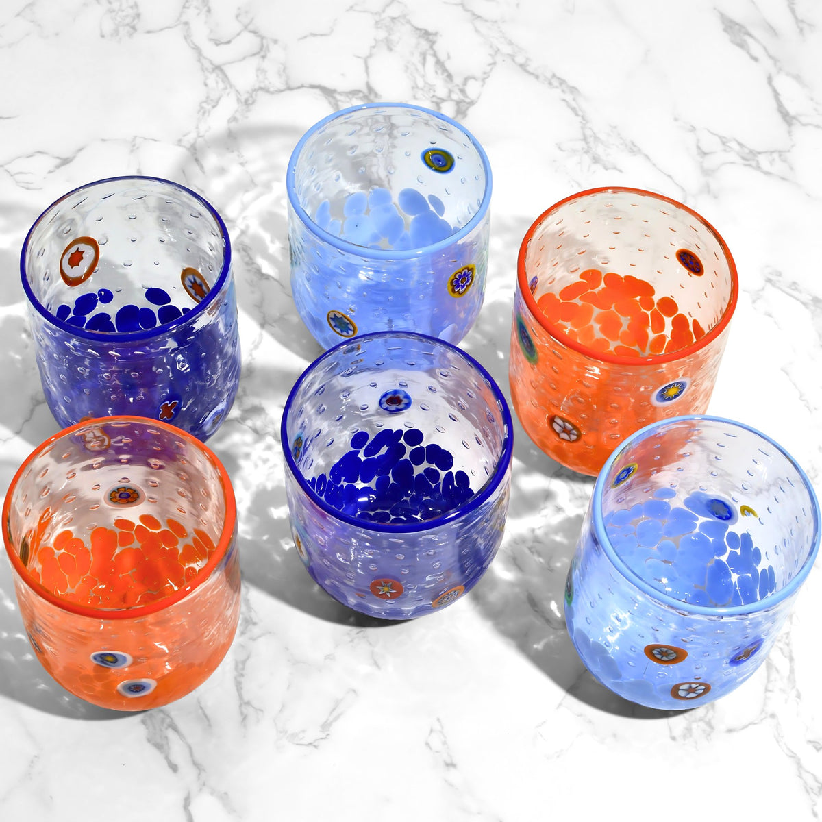 Gioia Color Millefiori Murano Drinking Glasses, Made in Italy