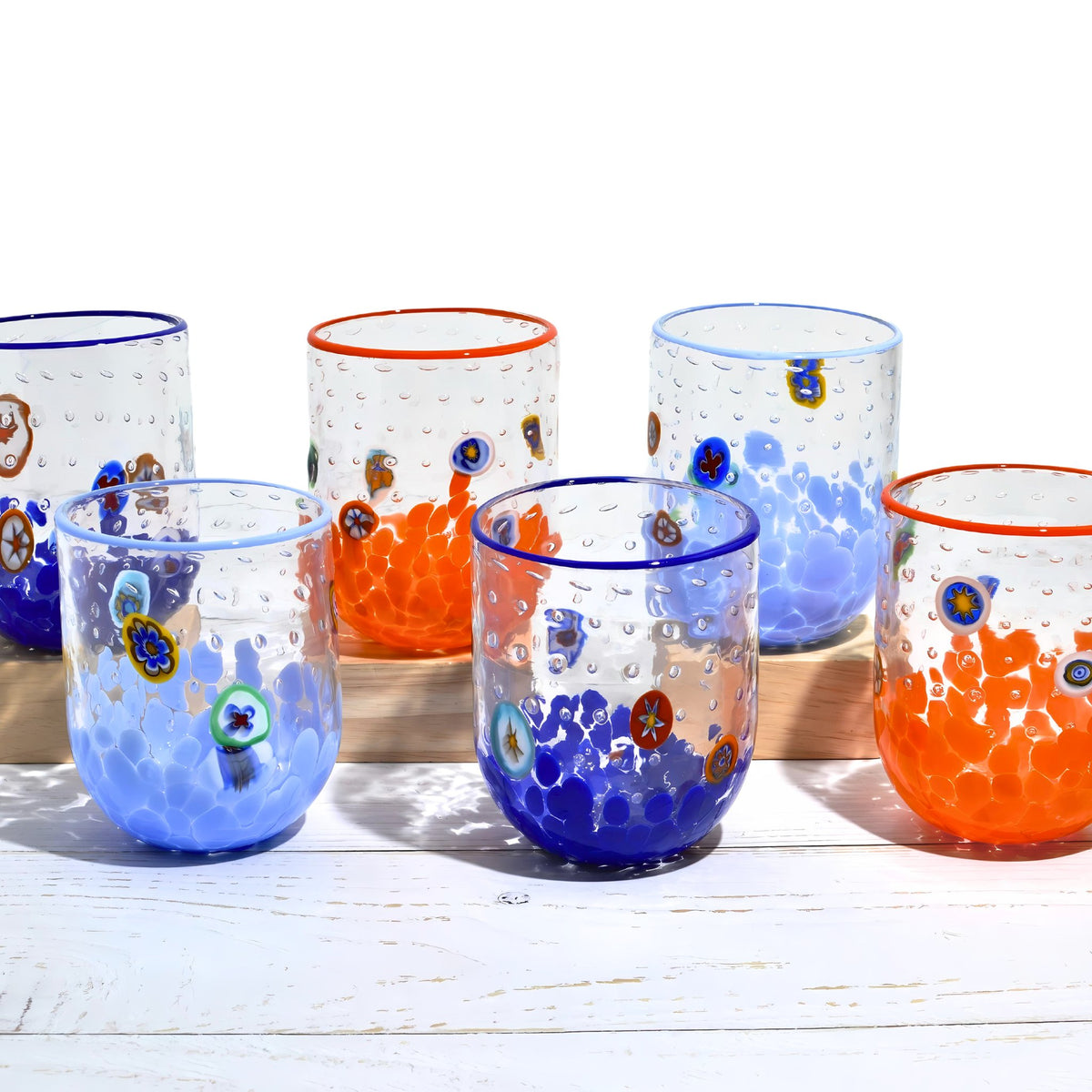 Gioia Color Millefiori Murano Drinking Glasses, Made in Italy