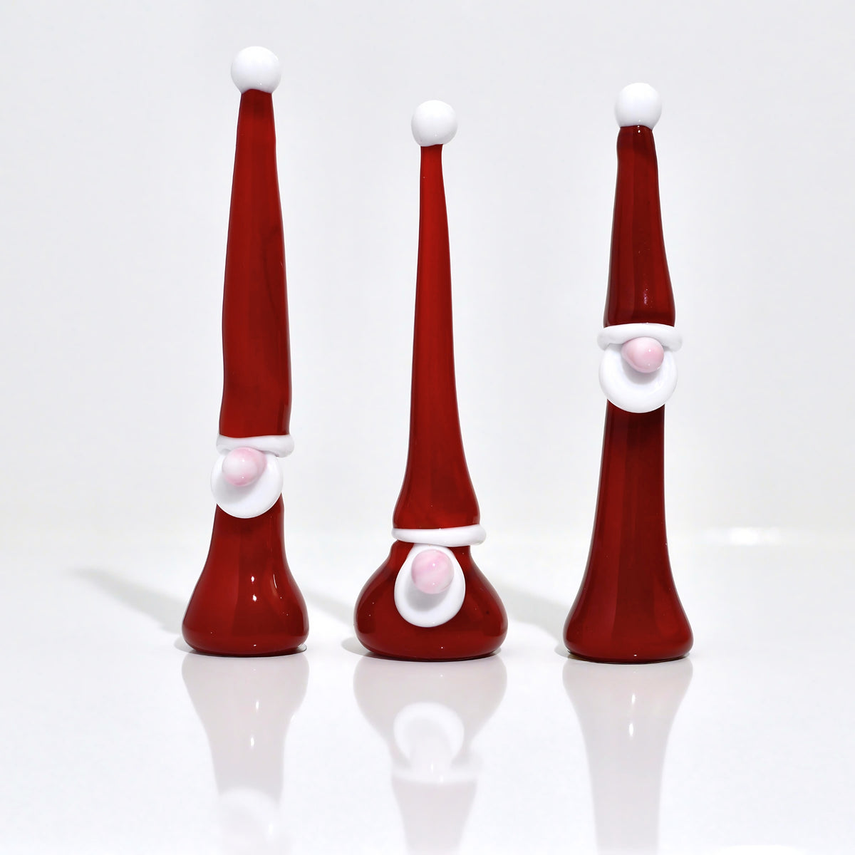 Murano Glass Gnome Santa Figurines - Set of 3