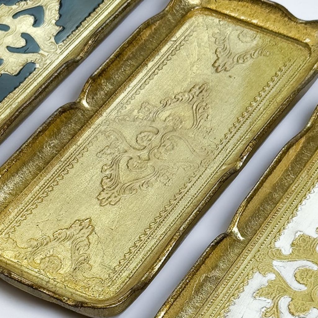 Florentine Carved Gilded Wood Narrow Tray, Made in Italy - My Italian Decor