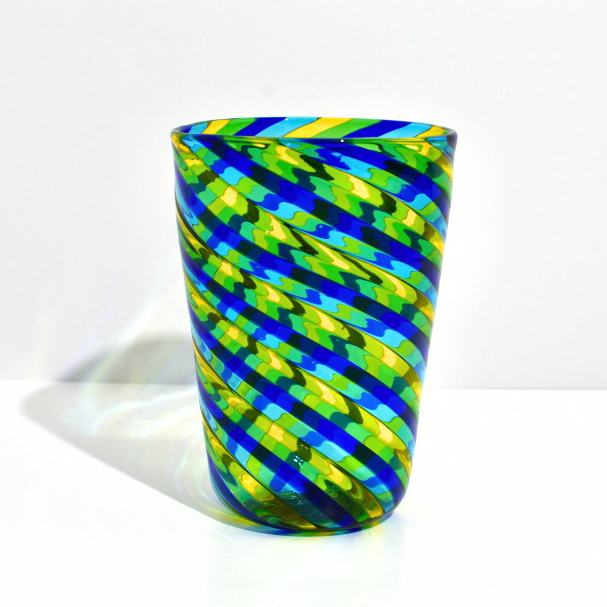 Murano Glass Filligrana Drinking Glass Tumblers, Made in Italy