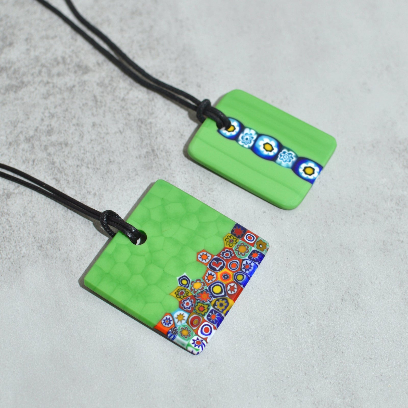 Piastra Millefiori Green Glass Pendant Necklace - My Italian Decor