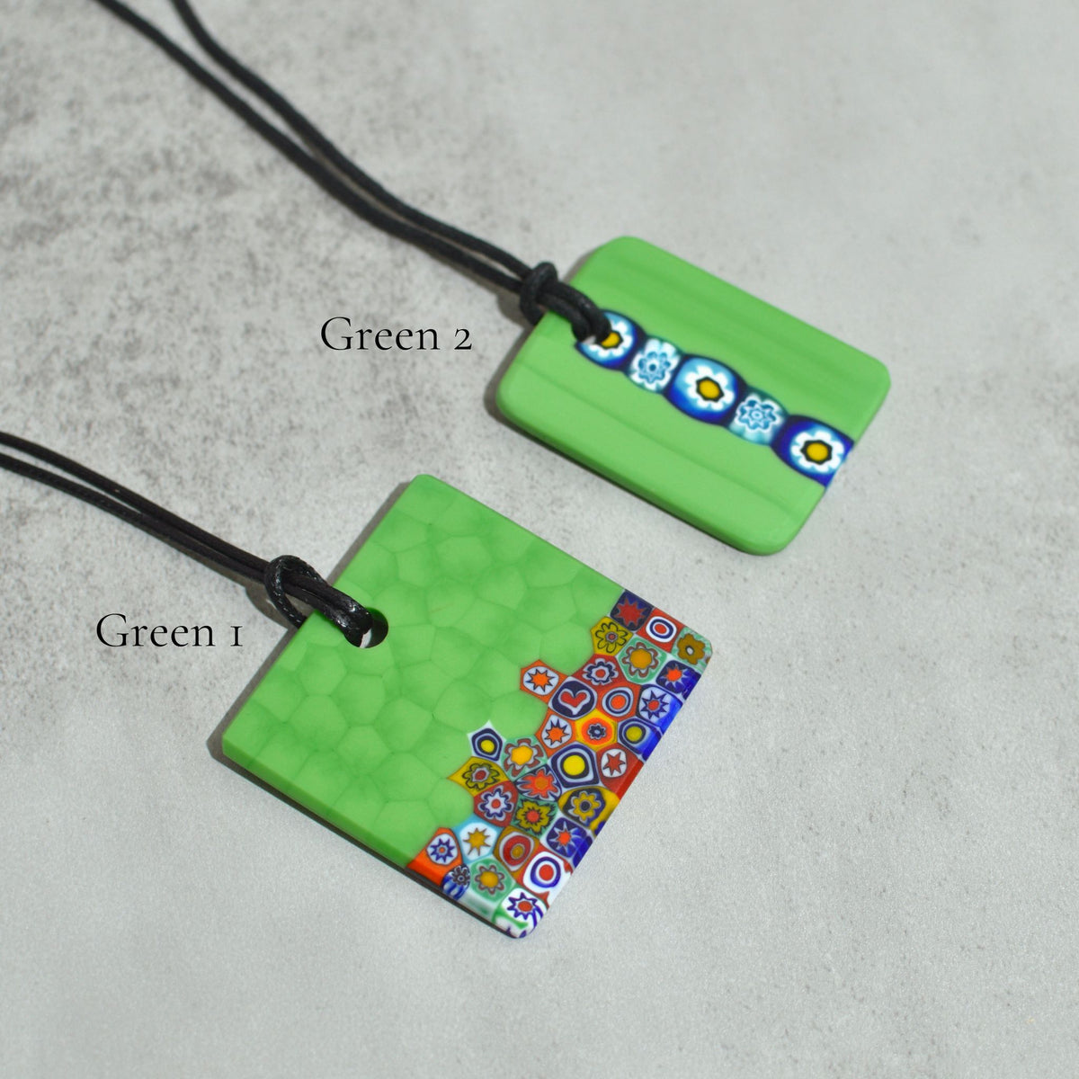 Piastra Millefiori Green Glass Pendant Necklace - My Italian Decor