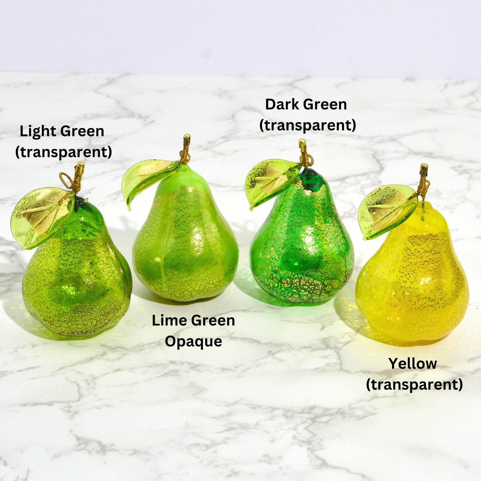 Murano Glass Blown Pear with Gold Foil, Ornament, Made In Italy, Gift Idea - My Italian Decor