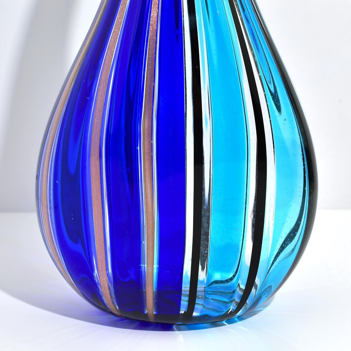 Harlequin Murano Glass Art Glass Long Neck Vessel, Made in Italy