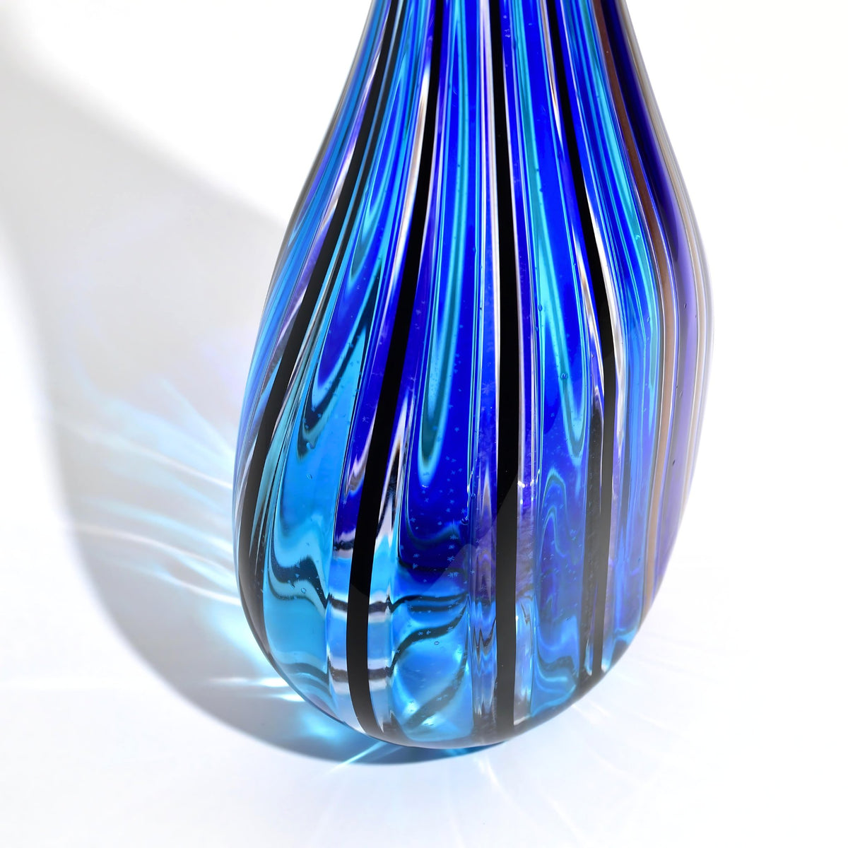 Harlequin Murano Glass Art Glass Long Neck Vessel, Made in Italy