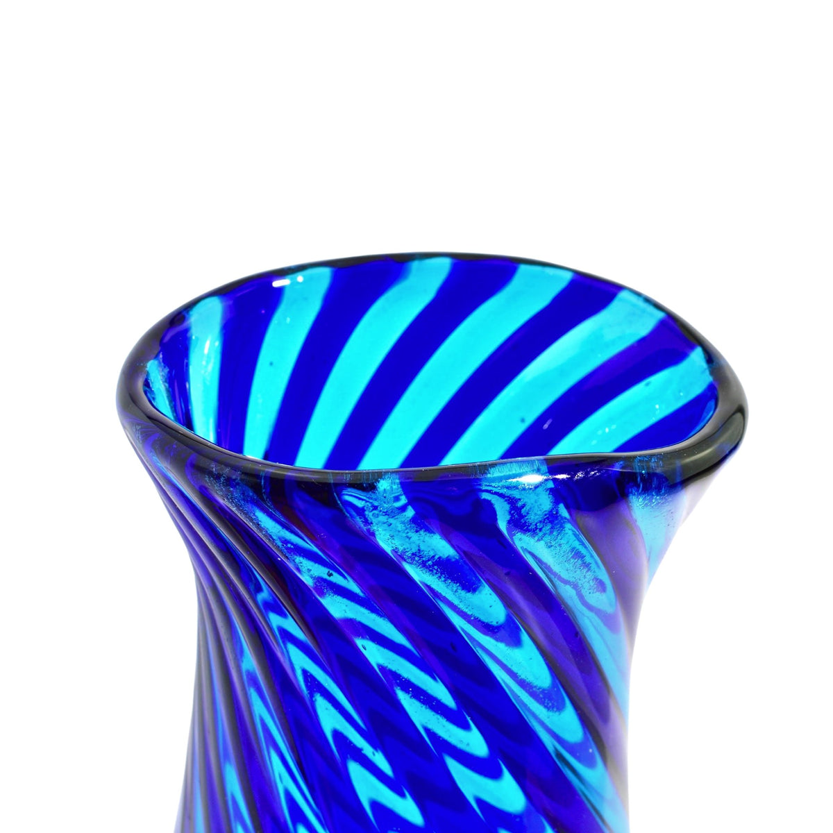 Harlequin Art Glass Vase, Cobalt Blue, Made in Italy