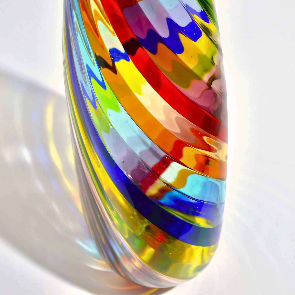 Harlequin Murano Glass Multicolored Vase, Made in Italy