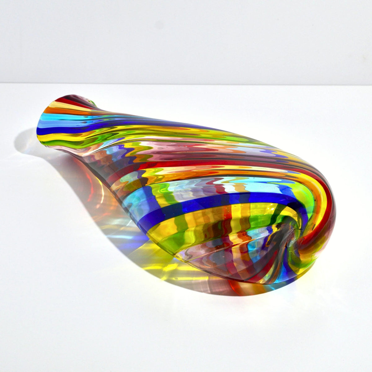 Harlequin Murano Glass Multicolored Vase, Made in Italy