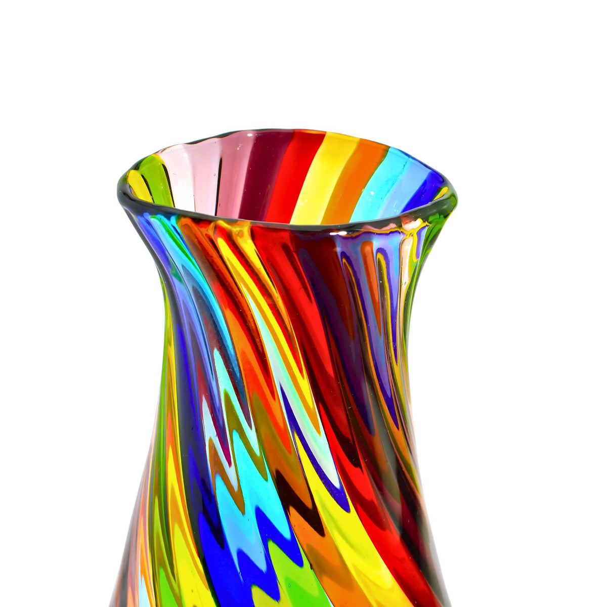 Harlequin Murano Glass Multicolored Vase, Made in Italy