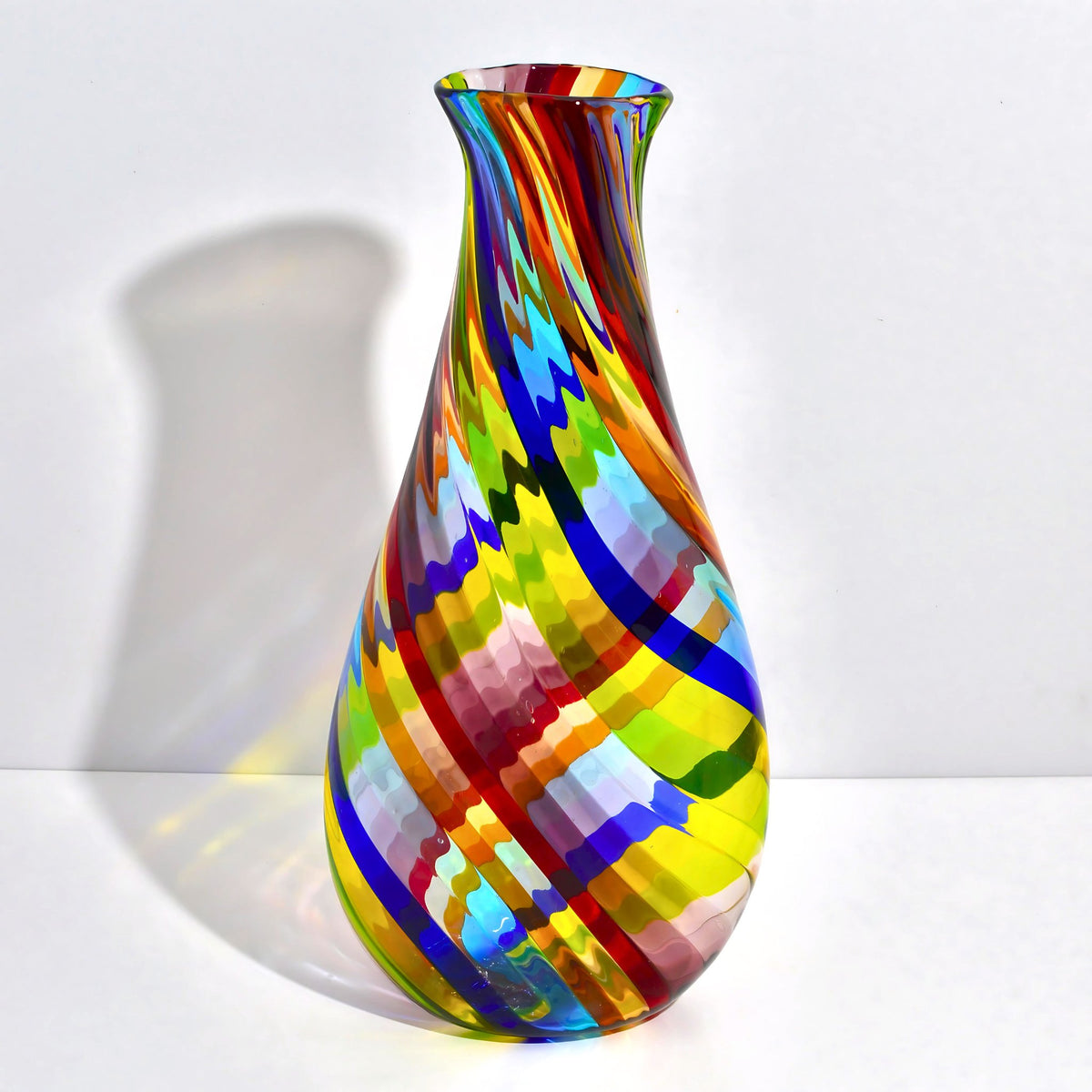 Harlequin Murano Glass Multicolored Vase, Made in Italy