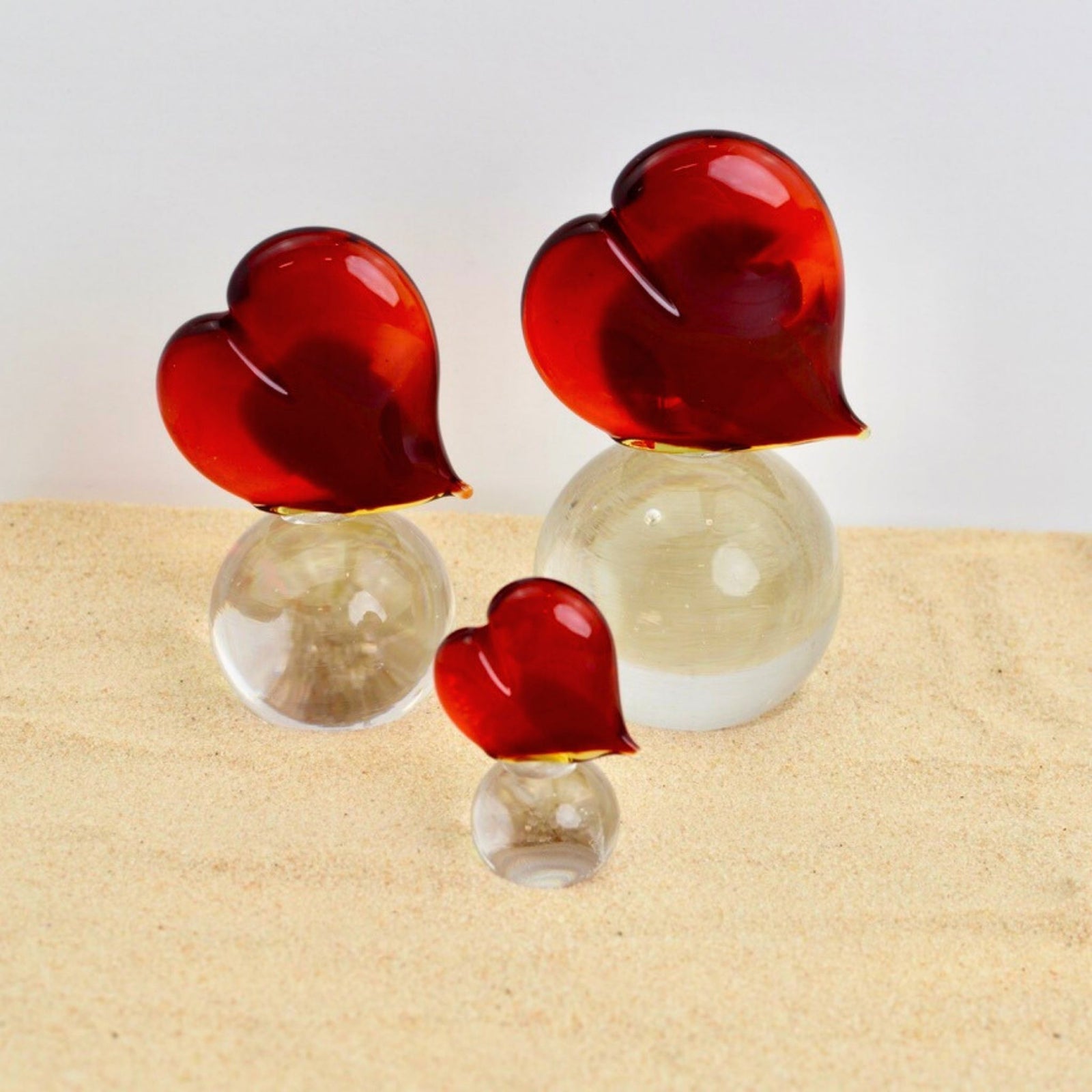 Murano Glass Red Heart Sculpture, Figurine, Paperweight on Sphere - My Italian Decor